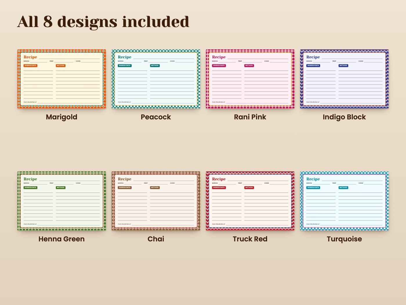 Desi Recipe Cards Printable 2